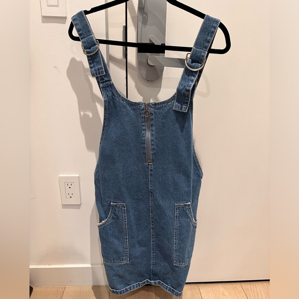 Denim Overall Dress with Zipfront - Adjustable
